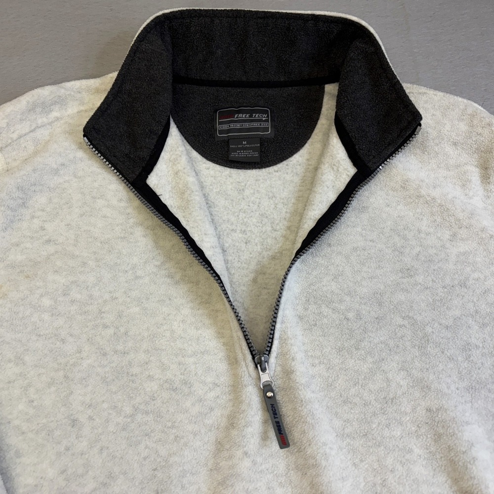 Free Tech Mens Fleece Pullover Gray Quarter Zip Mock Neck Jacket Medium 1/4 Zip